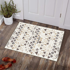 Beige Bohemian Tribal Area Rug Vintage Triangle Small Entrance Carpet