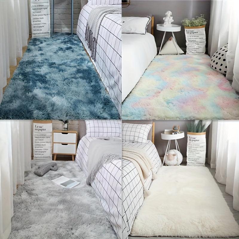 Soft Area Rug Tie Dyed Fuzzy Shag Plush Shaggy Bedside Rug