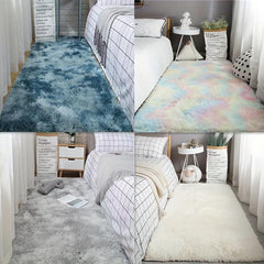 Soft Area Rug Tie Dyed Fuzzy Shag Plush Shaggy Bedside Rug