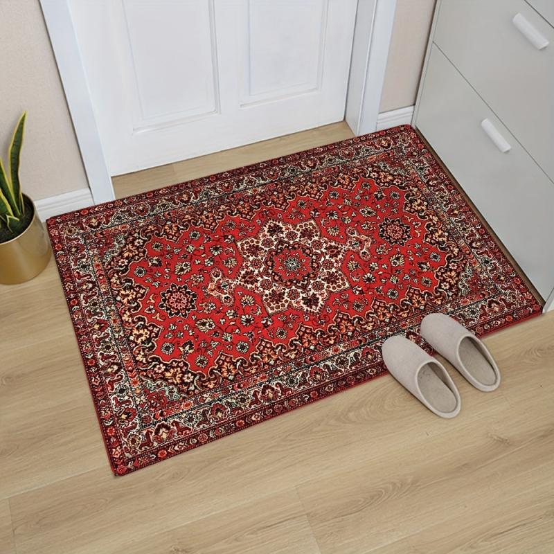 Vintage Floral Area Rug Anti Slip Plush Hallway Carpet Entrance Doormat