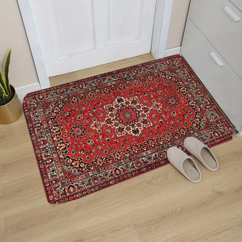 Vintage Floral Area Rug Anti Slip Plush Hallway Carpet Entrance Doormat