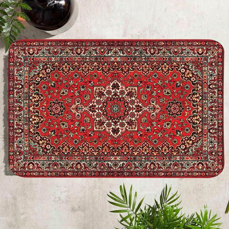 Vintage Floral Area Rug Anti Slip Plush Hallway Carpet Entrance Doormat