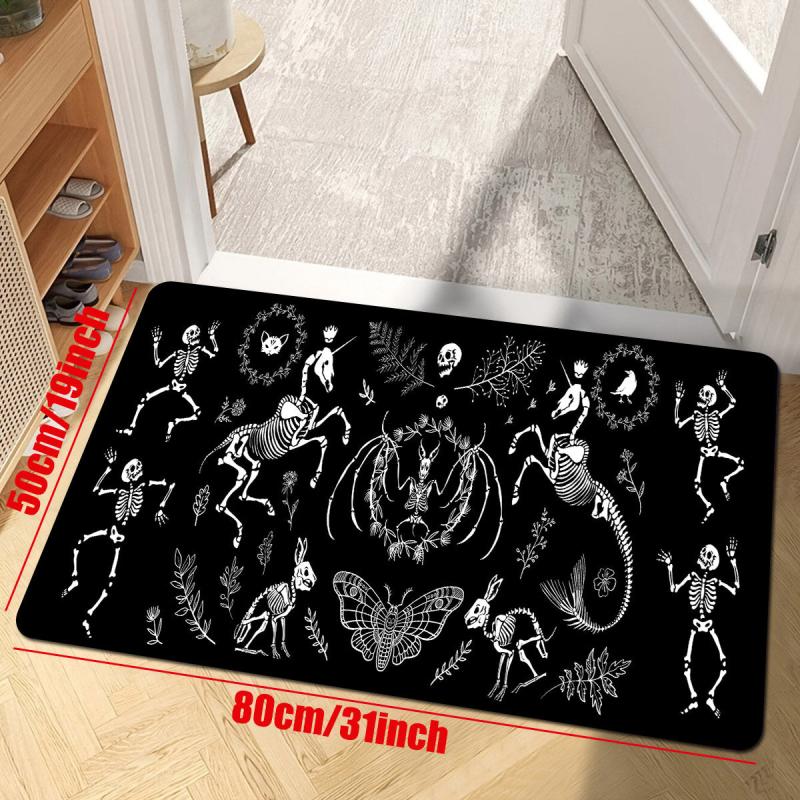 Dark Gothic Print Kitchen Mat Anti Slip Hallway Balcon Polyester Carpet