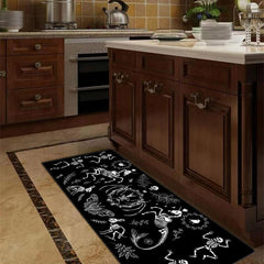 Dark Gothic Print Kitchen Mat Anti Slip Hallway Balcon Polyester Carpet