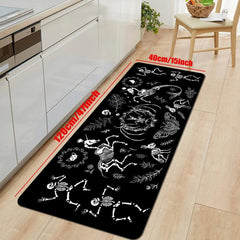 Dark Gothic Print Kitchen Mat Anti Slip Hallway Balcon Polyester Carpet