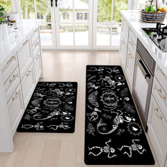 Dark Gothic Print Kitchen Mat Anti Slip Hallway Balcon Polyester Carpet