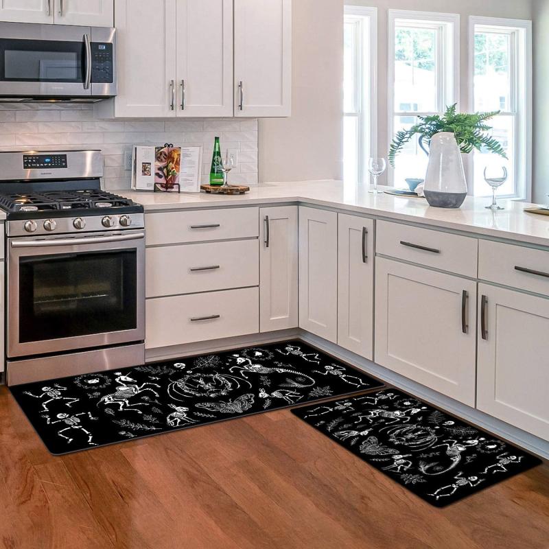 Dark Gothic Print Kitchen Mat Anti Slip Hallway Balcon Polyester Carpet