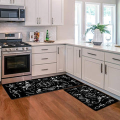 Dark Gothic Print Kitchen Mat Anti Slip Hallway Balcon Polyester Carpet