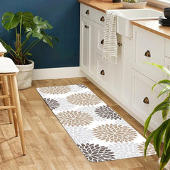 Non Slip Floral Kitchen Floor Mat Soft Waterproof Machine Washable D