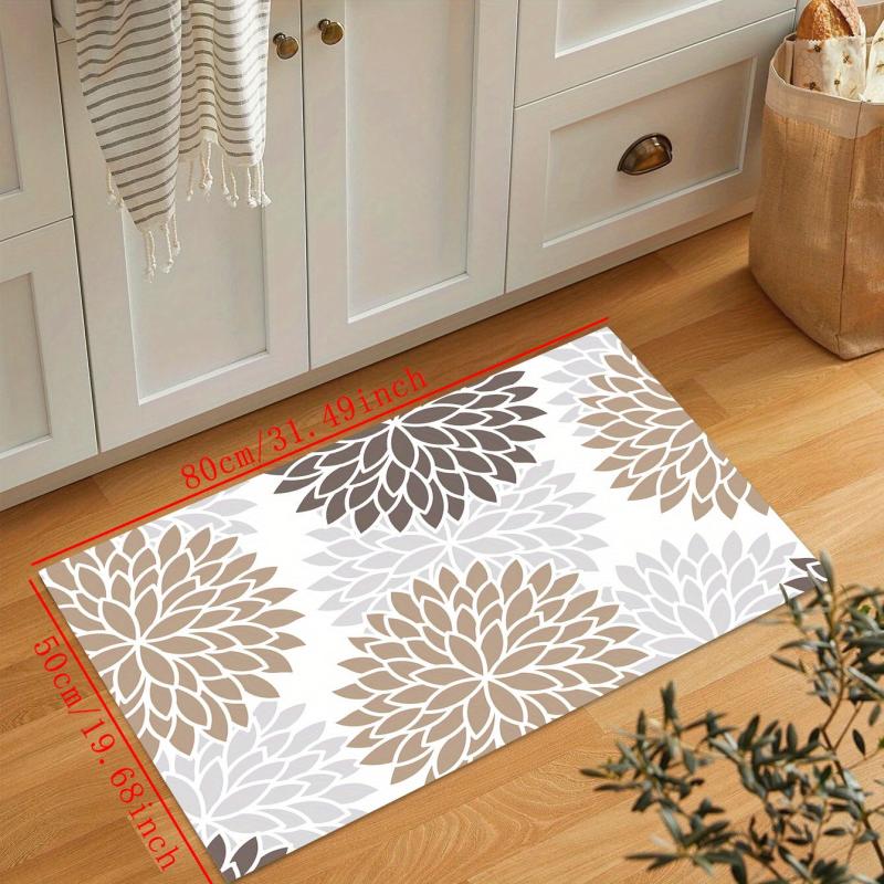 Non Slip Floral Kitchen Floor Mat Soft Waterproof Machine Washable D