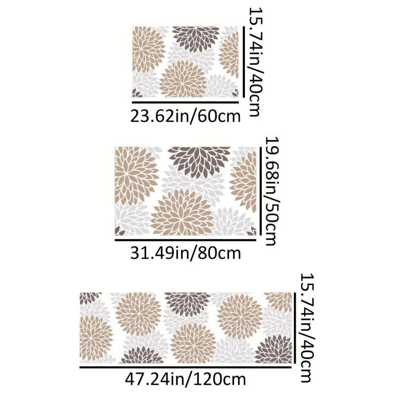 Non Slip Floral Kitchen Floor Mat Soft Waterproof Machine Washable D