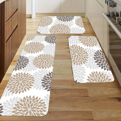 Non Slip Floral Kitchen Floor Mat Soft Waterproof Machine Washable D