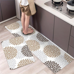 Non Slip Floral Kitchen Floor Mat Soft Waterproof Machine Washable D