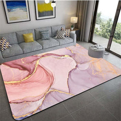 Pink Marble Area Rug Carpet Living Room Bedroom Decorative Mat