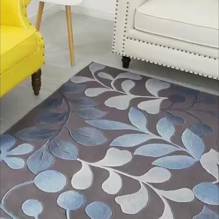 Nordic Leaf Geometric Pattern Indoor Mat Crystal Velvet Non-slip Floor Mat
