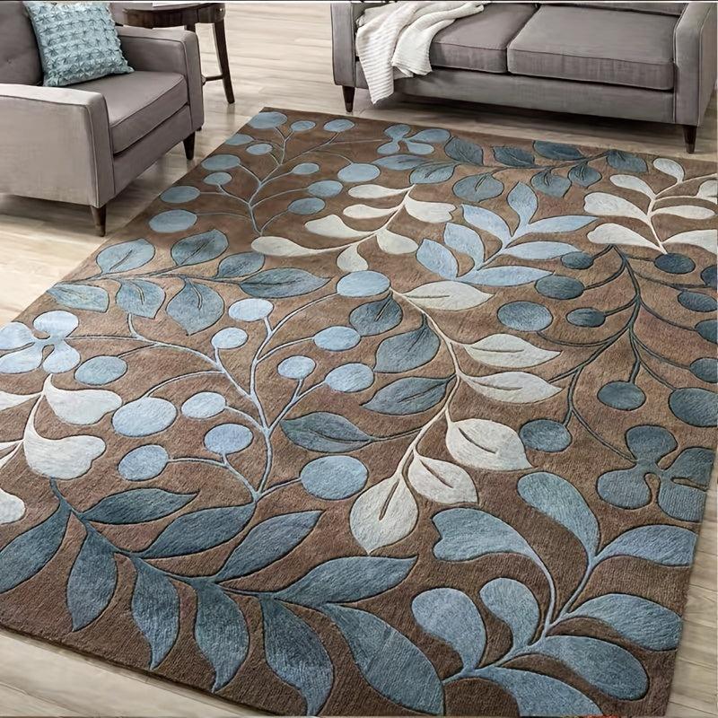 Nordic Leaf Geometric Pattern Indoor Mat Crystal Velvet Non-slip Floor Mat