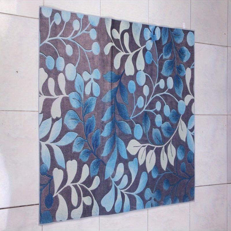 Nordic Leaf Geometric Pattern Indoor Mat Crystal Velvet Non-slip Floor Mat