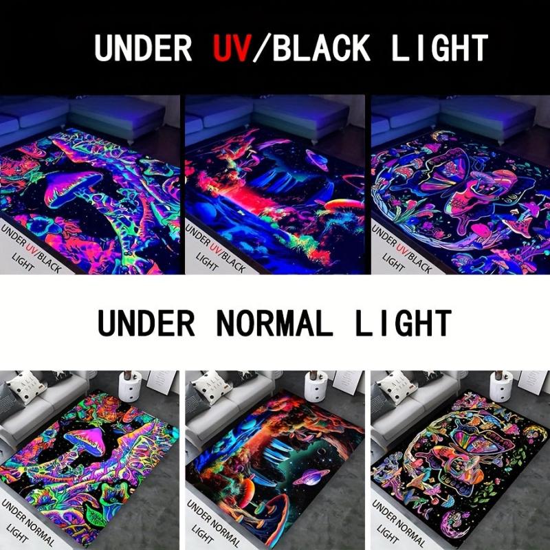 Glow in the Dark Mushroom Pattern Floor Mat Soft Non Slip Absorbent