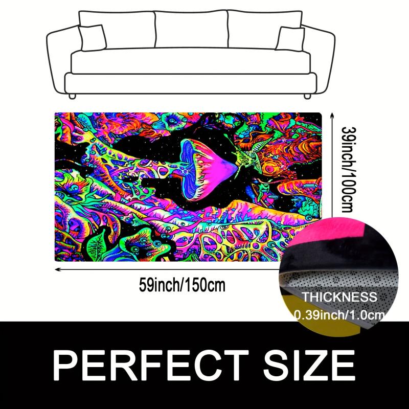 Glow in the Dark Mushroom Pattern Floor Mat Soft Non Slip Absorbent