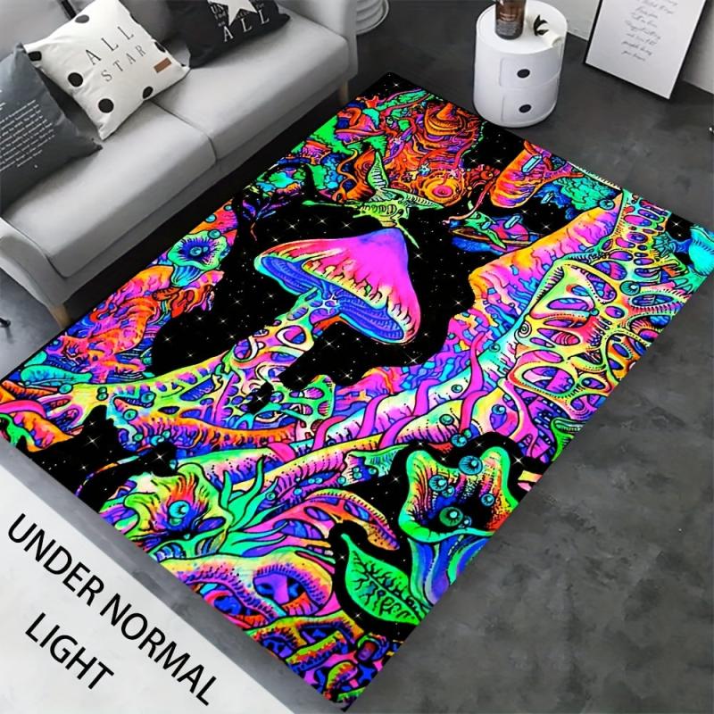 Glow in the Dark Mushroom Pattern Floor Mat Soft Non Slip Absorbent