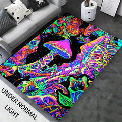 Glow in the Dark Mushroom Pattern Floor Mat Soft Non Slip Absorbent