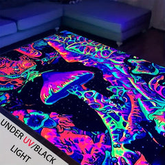 Glow in the Dark Mushroom Pattern Floor Mat Soft Non Slip Absorbent