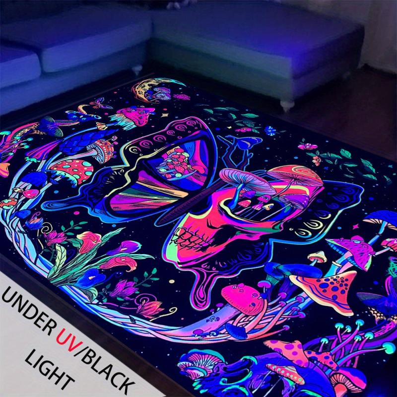 Glow in the Dark Mushroom Pattern Floor Mat Soft Non Slip Absorbent