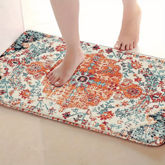Bohemian Kitchen Floor Mat Retro Floral Carpet Waterproof Non Slip Rug
