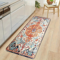 Bohemian Kitchen Floor Mat Retro Floral Carpet Waterproof Non Slip Rug