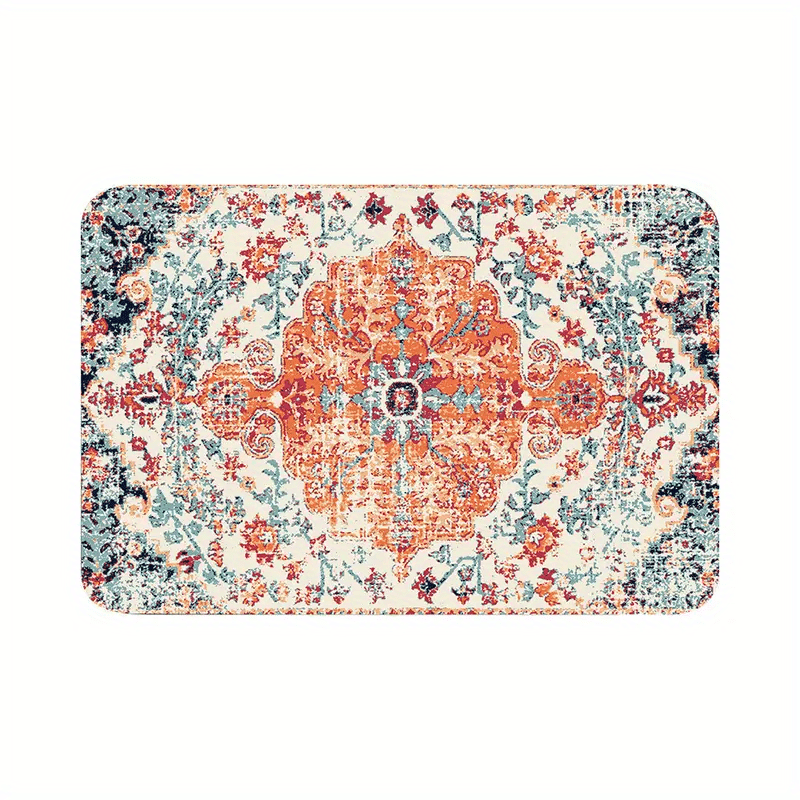 Bohemian Kitchen Floor Mat Retro Floral Carpet Waterproof Non Slip Rug