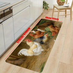 Soft Thickened Kitchen Mat Rustic Rooster Non slip Waterproof Runner Rug