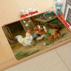 Soft Thickened Kitchen Mat Rustic Rooster Non slip Waterproof Runner Rug