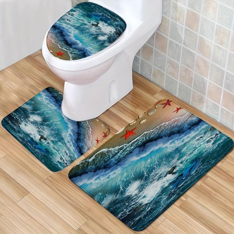 Non Slip Shaggy Bathroom Mats Set