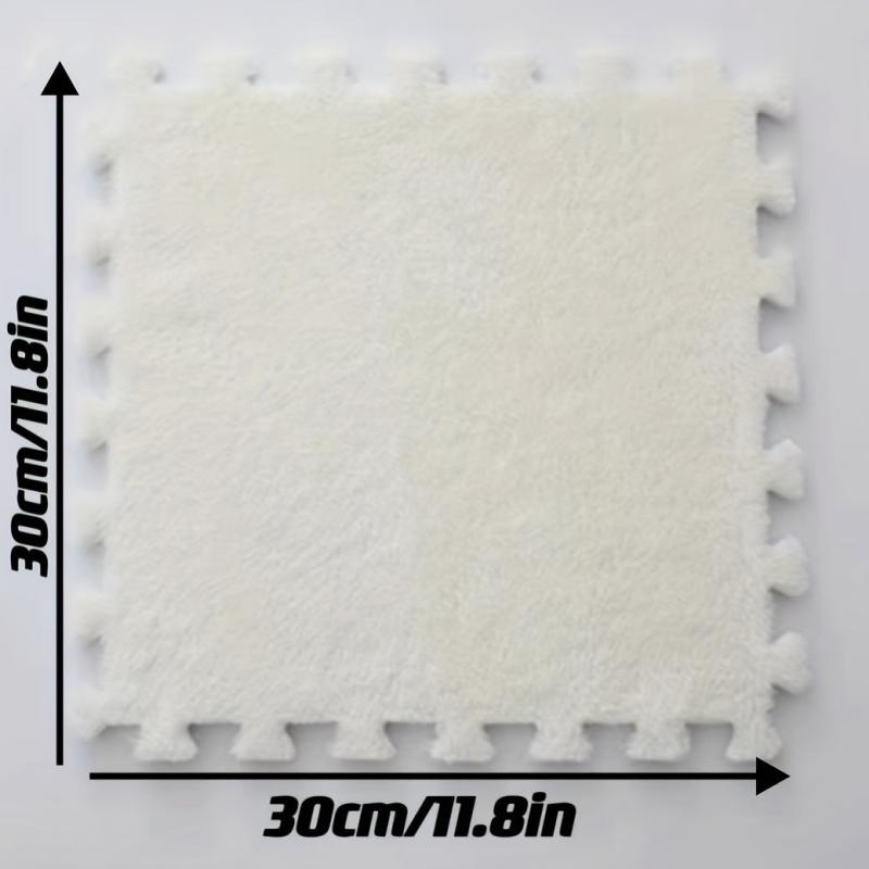 12pcs Interlocking Fluffy Puzzle Flooring Tiles Soft Climbing Area Rugs