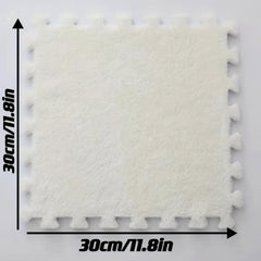 12pcs Interlocking Fluffy Puzzle Flooring Tiles Soft Climbing Area Rugs