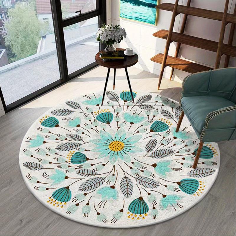 Anti Slip Rug Cashmere Flower Pattern