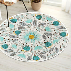 Anti Slip Rug Cashmere Flower Pattern
