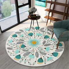 Anti Slip Rug Cashmere Flower Pattern