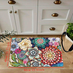 Soft Anti-Fatigue Kitchen Rug Flowers Waterproof Non-Slip Runner Bedside Rug