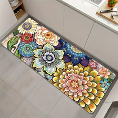 Soft Anti-Fatigue Kitchen Rug Flowers Waterproof Non-Slip Runner Bedside Rug