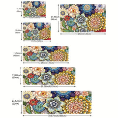 Soft Anti-Fatigue Kitchen Rug Flowers Waterproof Non-Slip Runner Bedside Rug