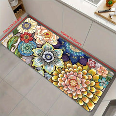 Soft Anti-Fatigue Kitchen Rug Flowers Waterproof Non-Slip Runner Bedside Rug