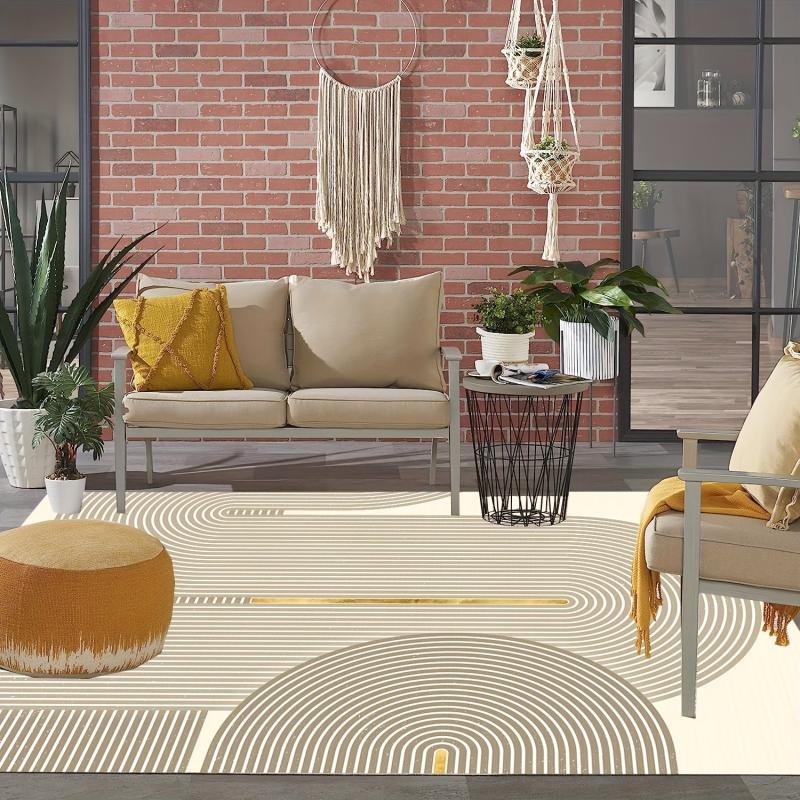 Modern Geometric Area Rug Vintage Distressed Farmhouse Thin Indoor Carpet