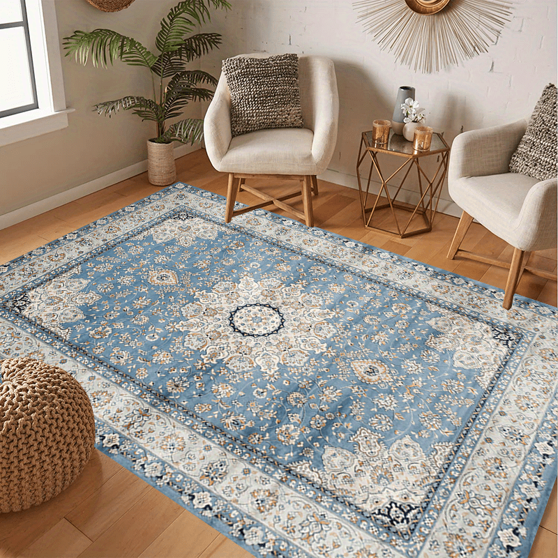 Soft Vintage Boho Area Rug Stain Resistant Washable Rug Anti Slip Backing