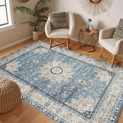 Soft Vintage Boho Area Rug Stain Resistant Washable Rug Anti Slip Backing