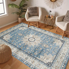Soft Vintage Boho Area Rug Stain Resistant Washable Rug Anti Slip Backing