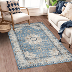 Soft Vintage Boho Area Rug Stain Resistant Washable Rug Anti Slip Backing