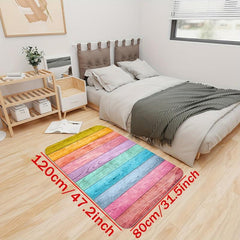 Coloured Wood Print Carpet For Bedroom Living Room Floor Mat