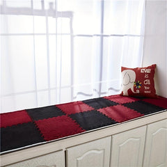 10pcs Plush Puzzle Foam Floor Mat Interlocking Carpet Fluffy Area Rug