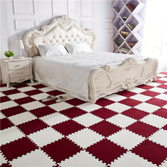 10pcs Plush Puzzle Foam Floor Mat Interlocking Carpet Fluffy Area Rug